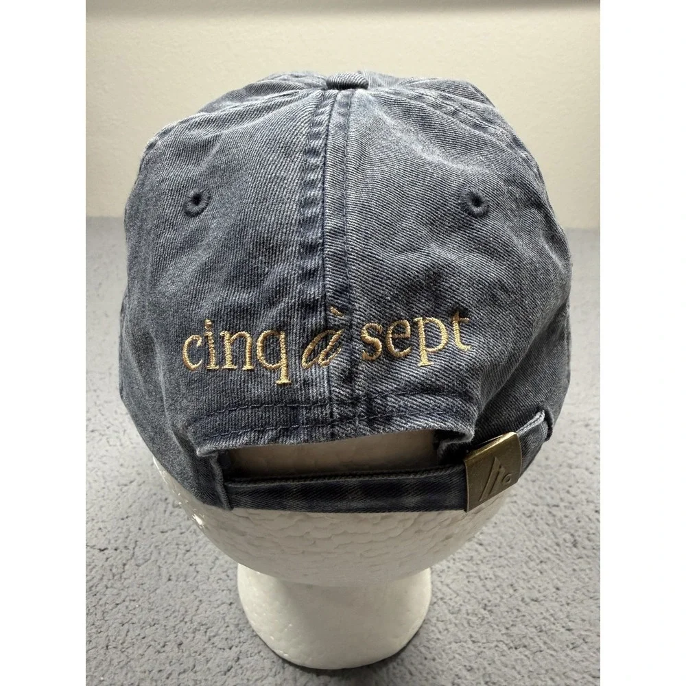 Cinq A Sept Hat Baseball Cap Womens One Size Blue Denim Smiley Heart Logo‎